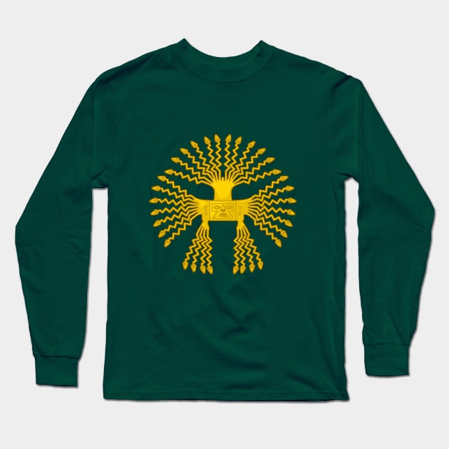 Peruvian Incaic sun god representation Long Sleeve T-Shirt by Drumsartco